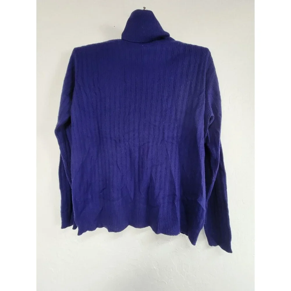Talbots Womens Royal Blue Knit Turtleneck Sweater Small Lambswool Blend Pullover